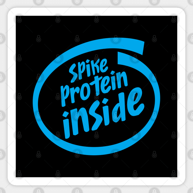 Spike Protein Inside Proudly Vaccinated Logo Parody Sticker by BoggsNicolas